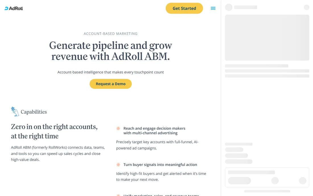 AdRoll ABM homepage