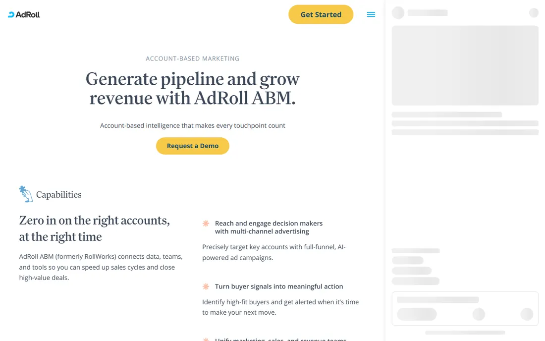 AdRoll ABM homepage