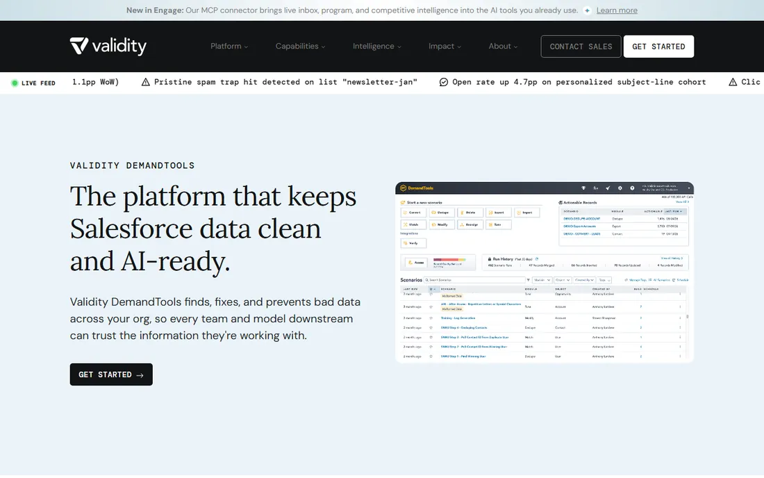 Validity DemandTools homepage