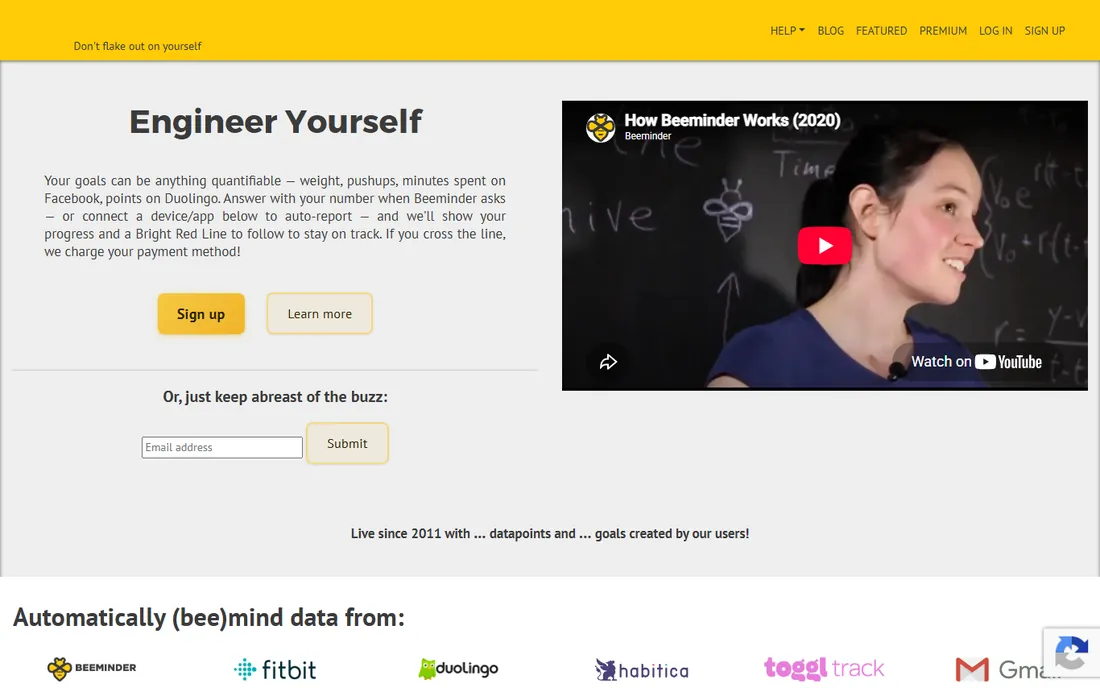 Beeminder homepage