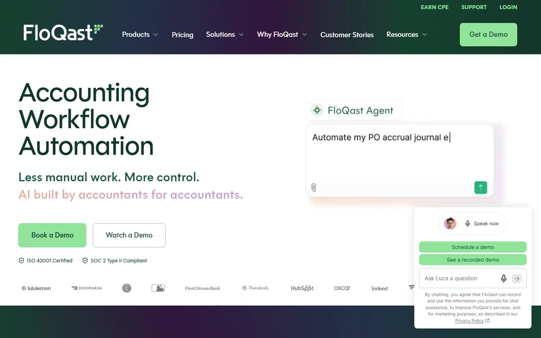 FloQast homepage