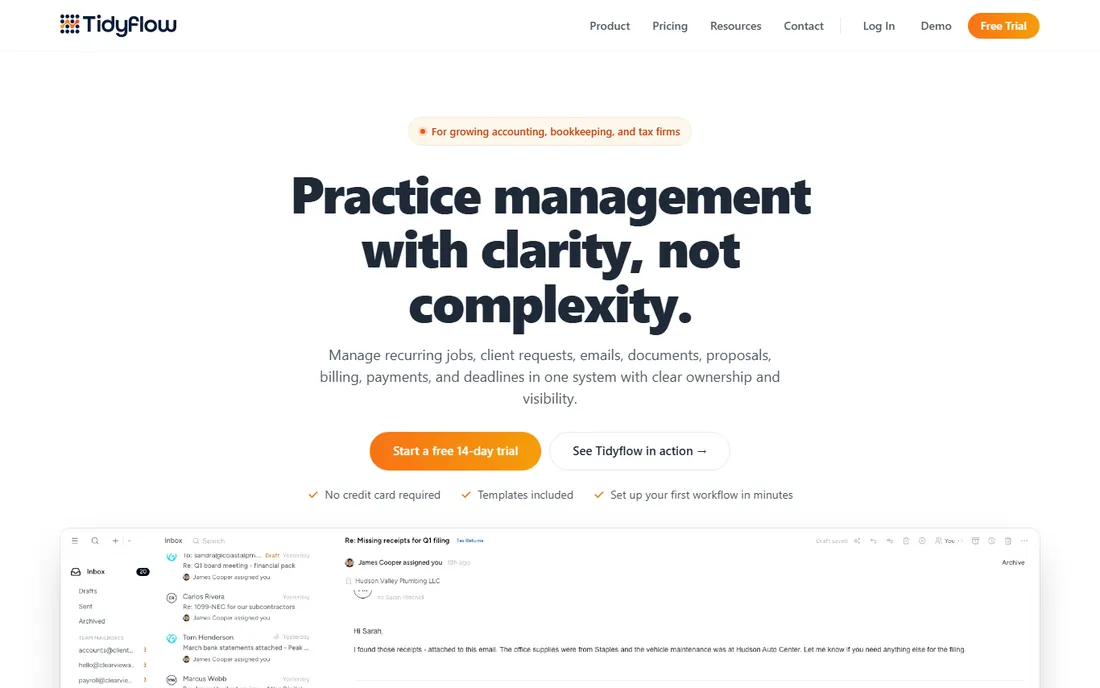 Tidyflow homepage