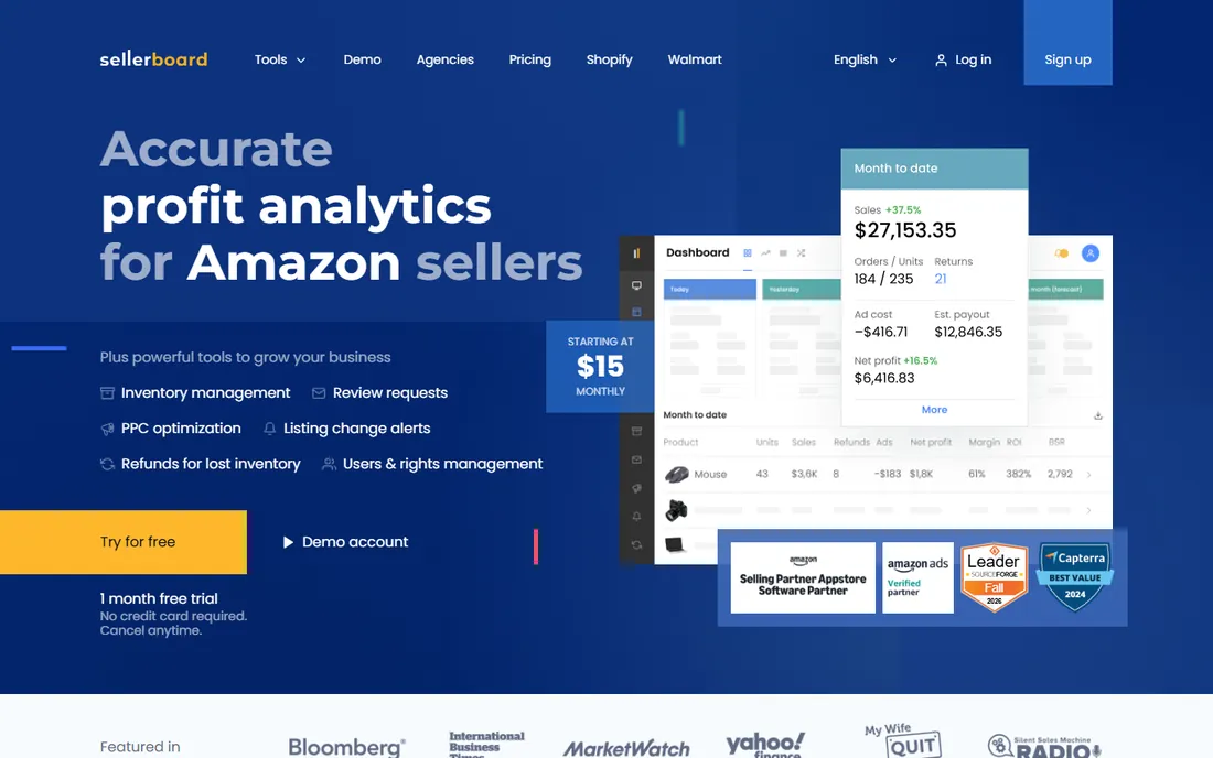 SellerBoard homepage