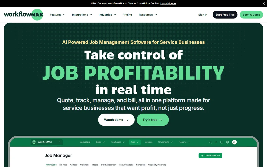 WorkflowMAX homepage