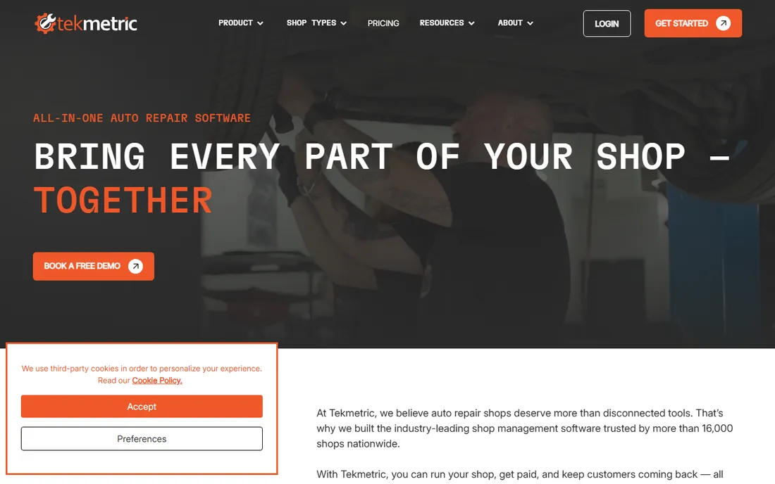 Tekmetric homepage
