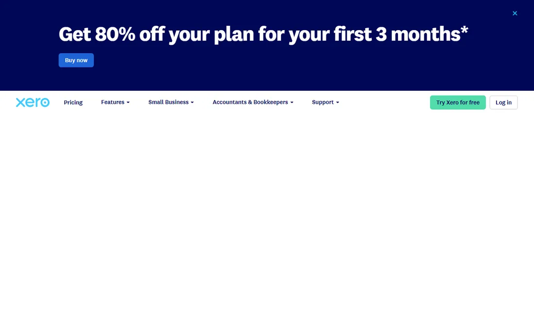 Xero homepage