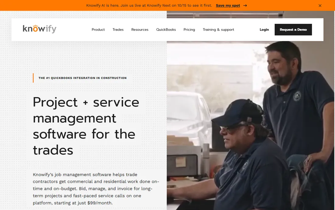 Knowify homepage