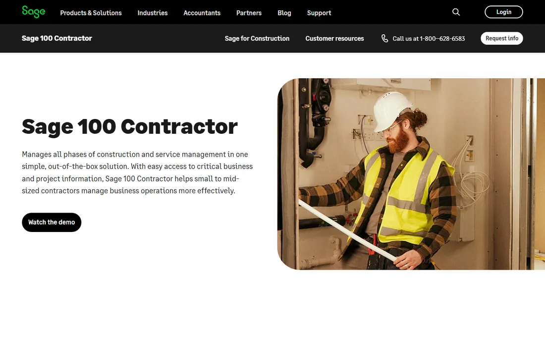 Sage 100 Contractor homepage