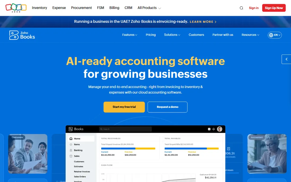 Zoho Books homepage