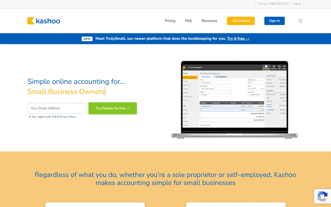 Kashoo homepage