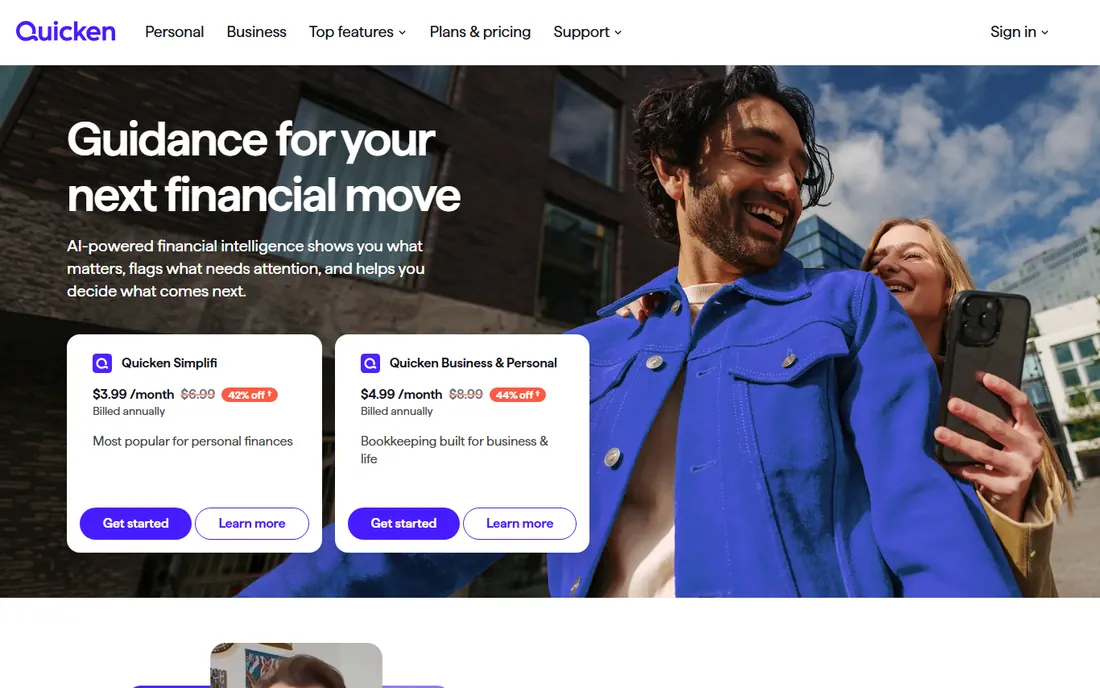 Quicken homepage