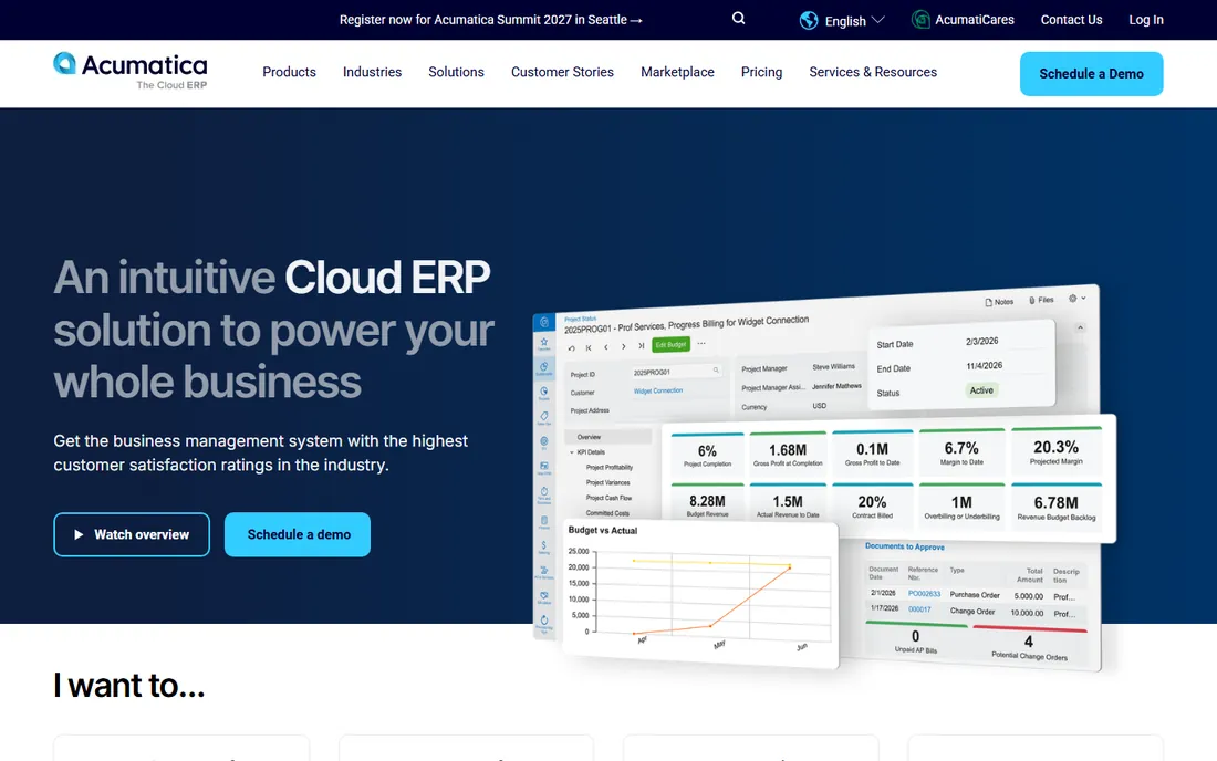 Acumatica homepage