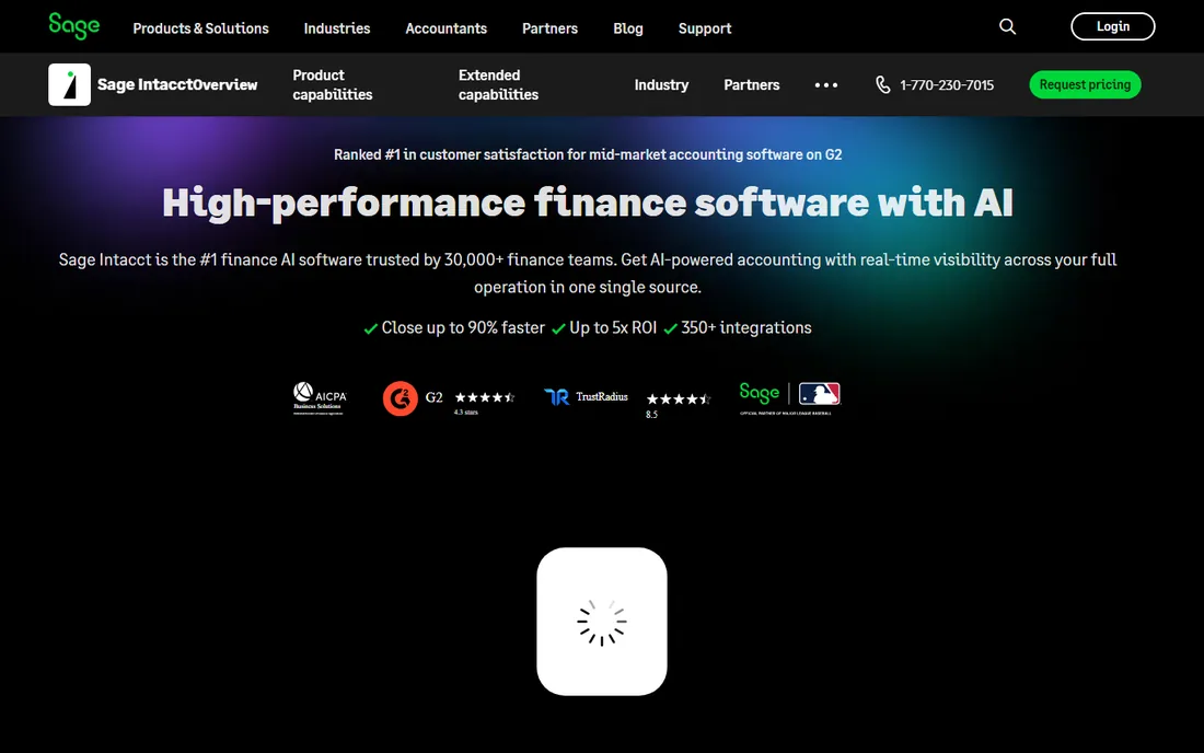 Sage Intacct homepage