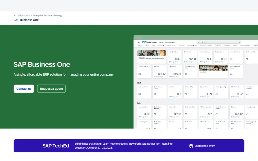 SAP Business One homepage
