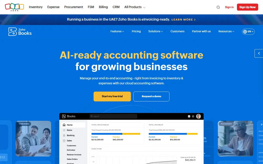 Zoho Books homepage