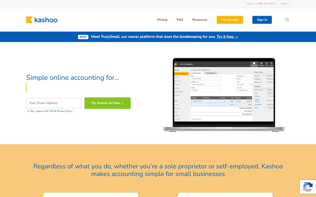 Kashoo homepage