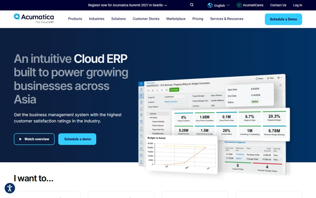 Acumatica homepage