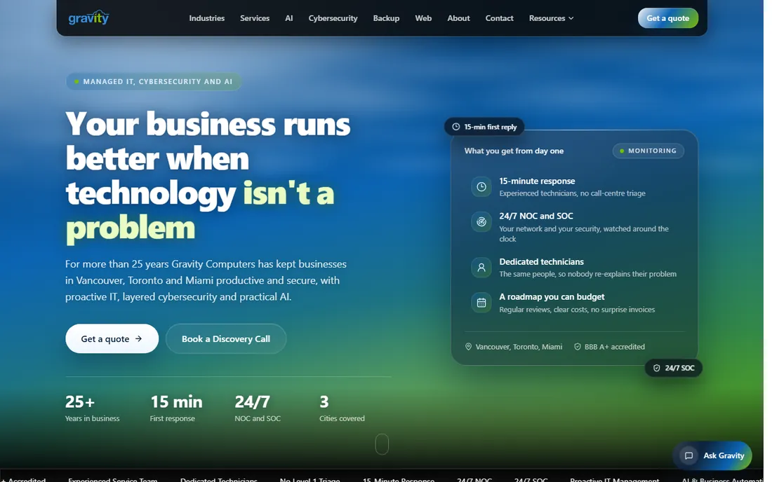 Gravity Software homepage