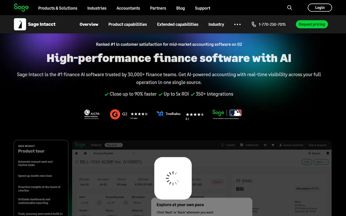 Sage Intacct homepage