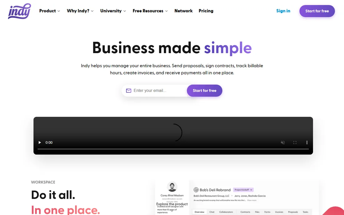 Indy homepage