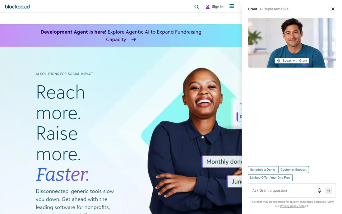 Blackbaud Financial Edge NXT homepage