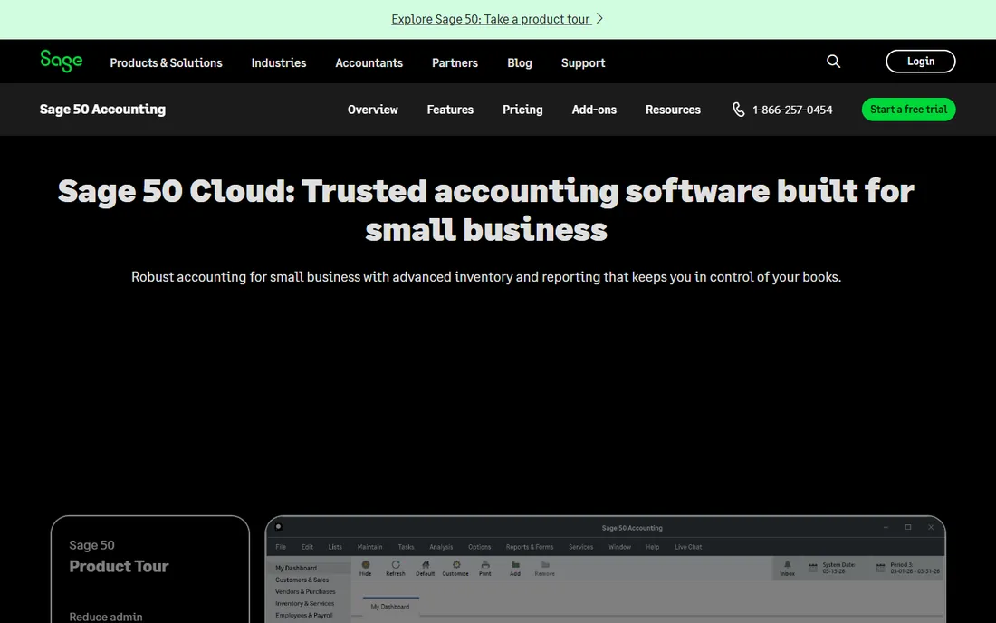 Sage 50 homepage