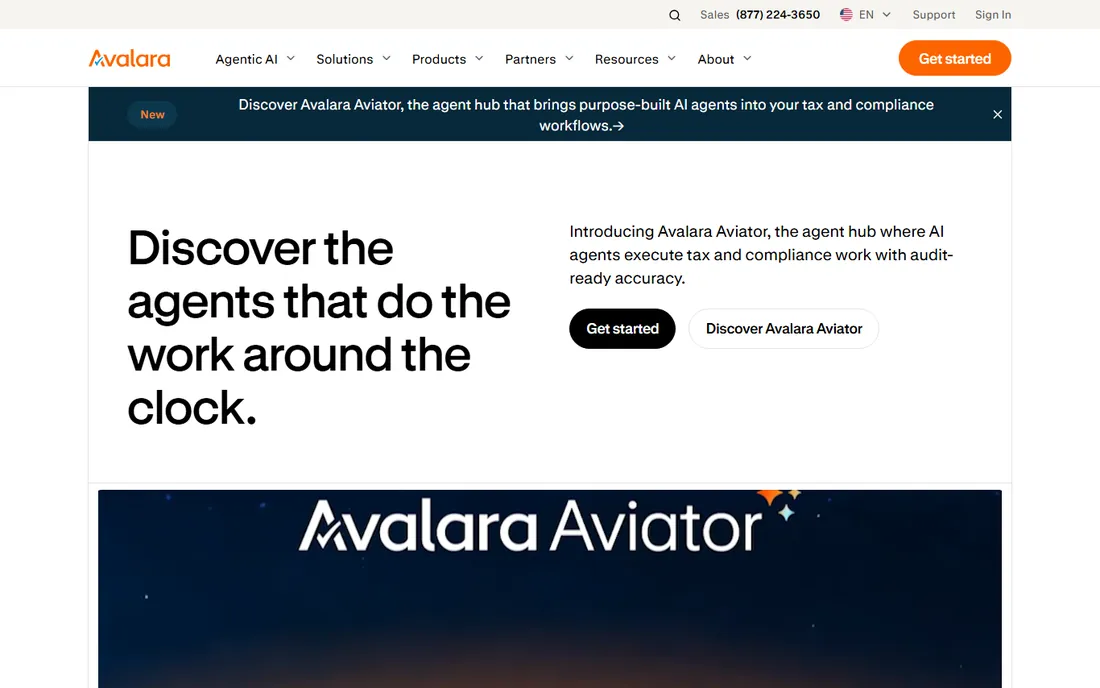 Avalara AvaTax homepage