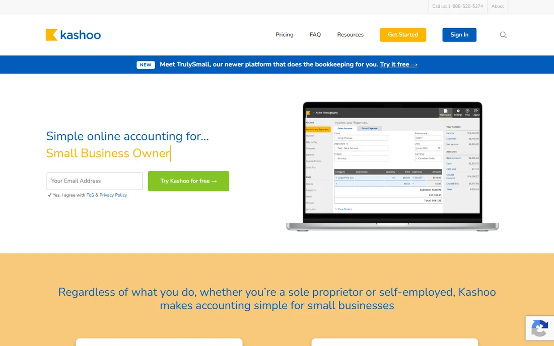 Kashoo homepage