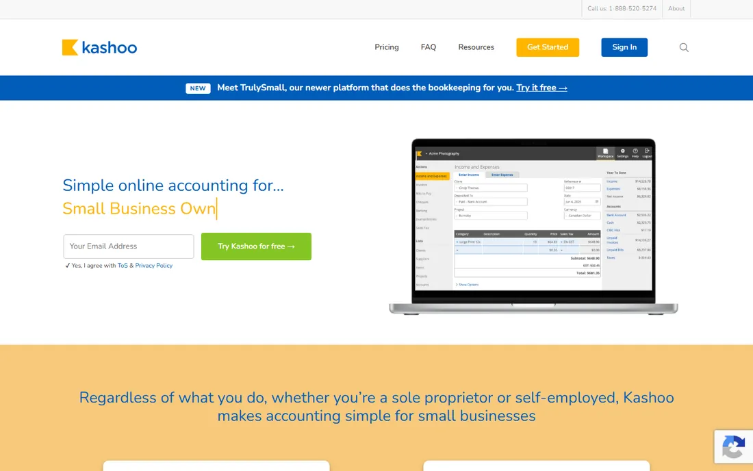 Kashoo homepage