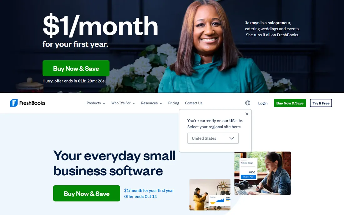 FreshBooks homepage