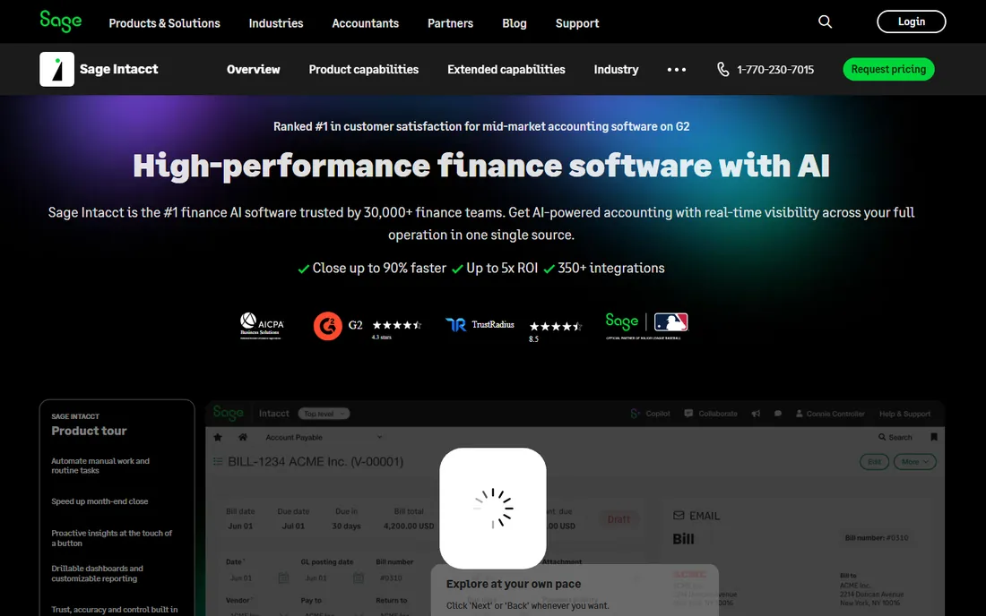 Sage Intacct homepage