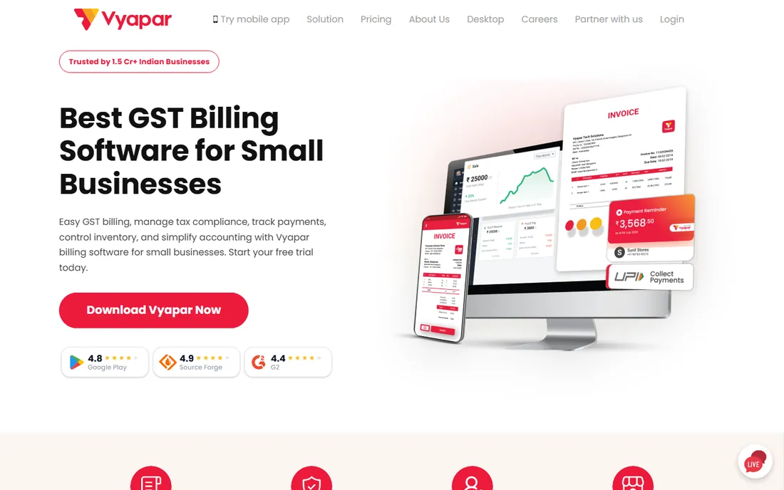 Vyapar homepage