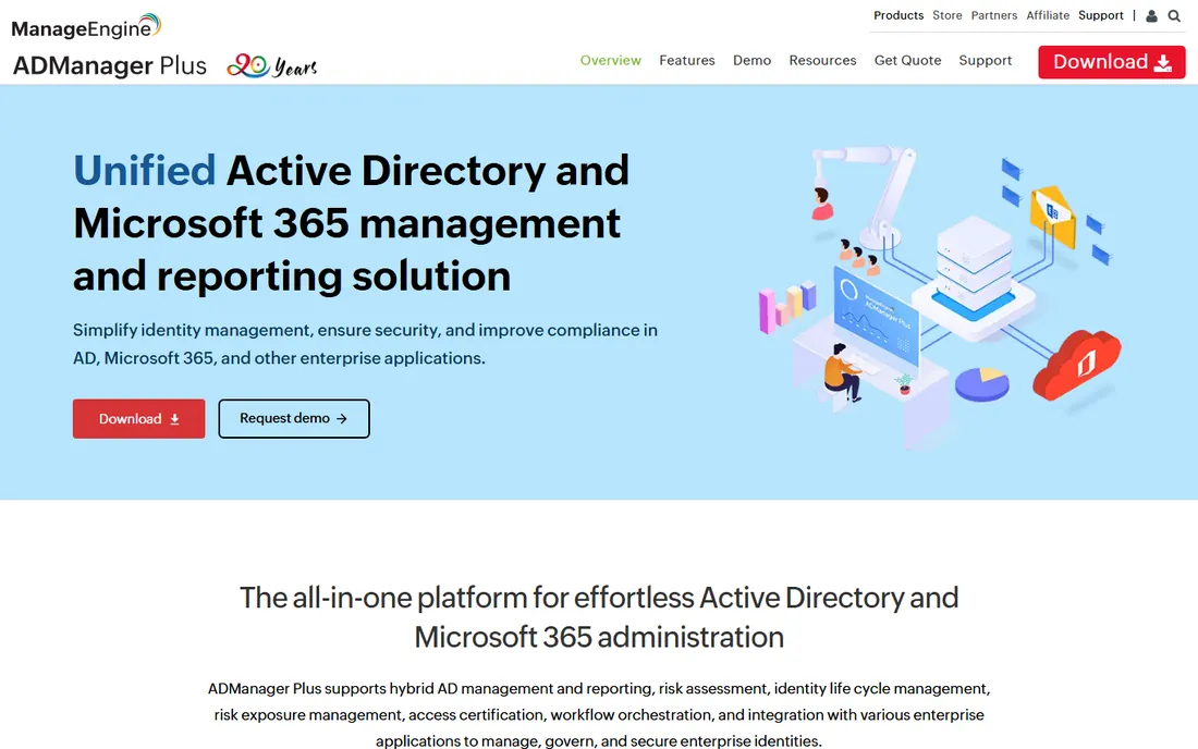 ManageEngine ADManager Plus homepage