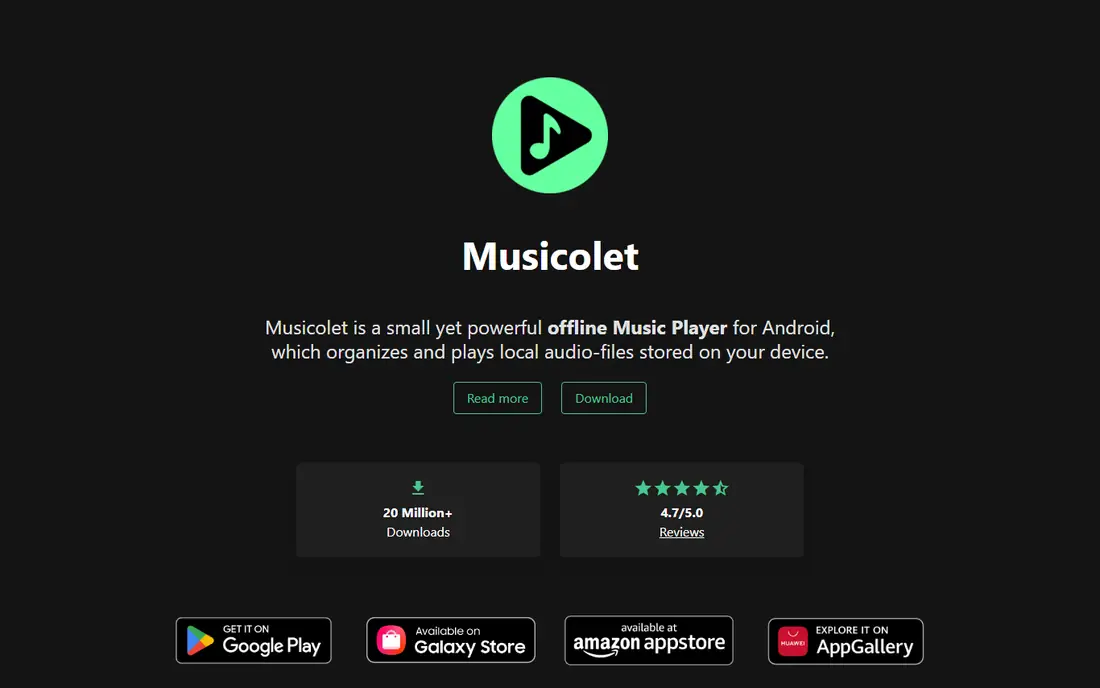 Musicolet homepage