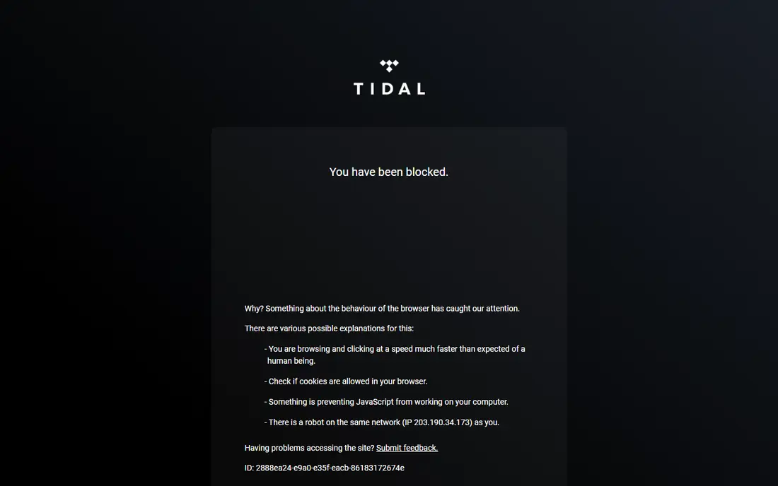 Tidal homepage
