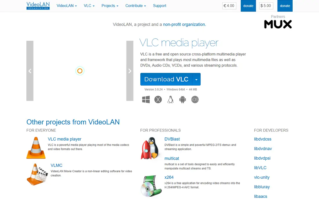 VLC homepage