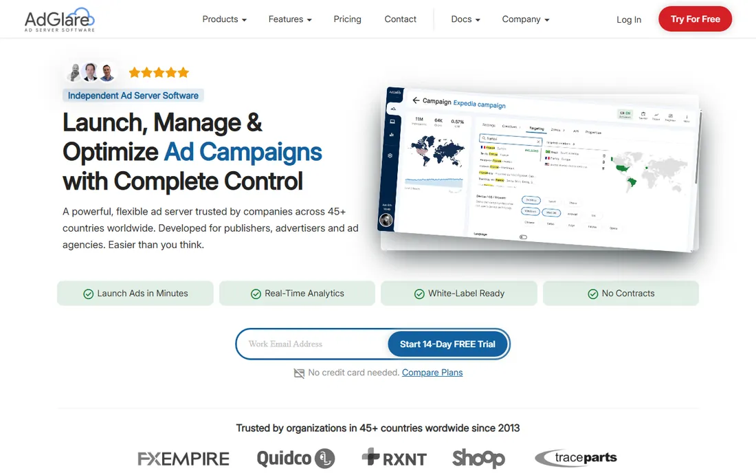 AdGlare homepage