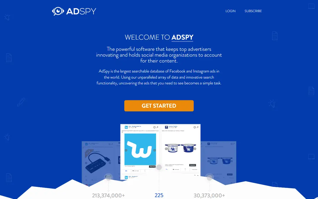 AdSpy homepage