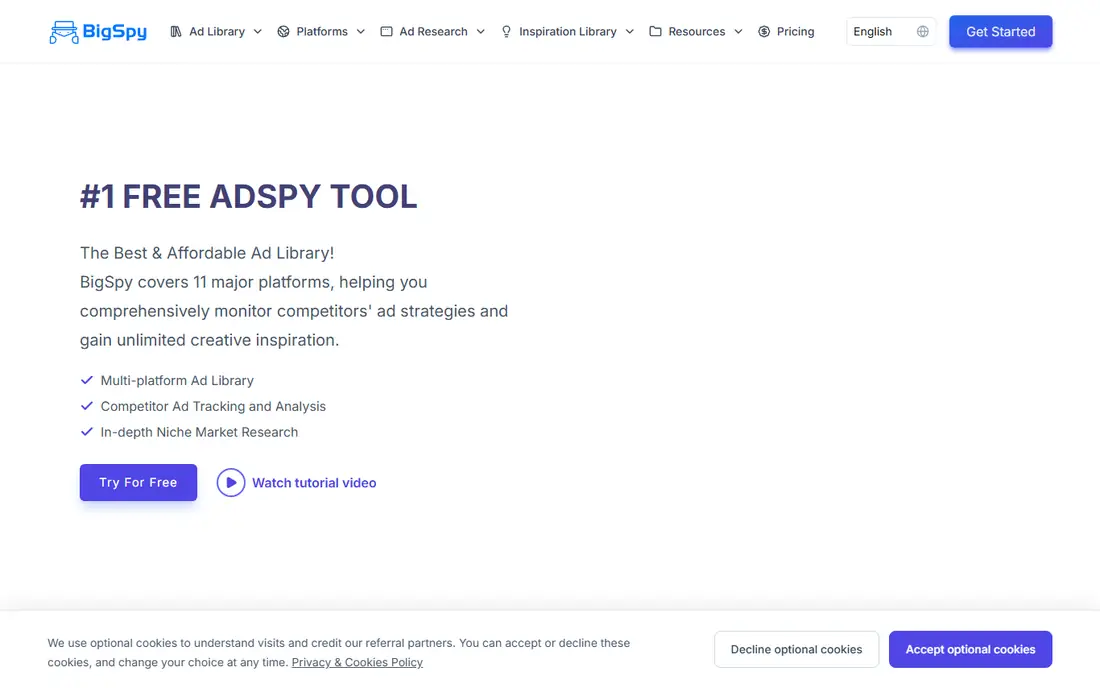 BigSpy homepage