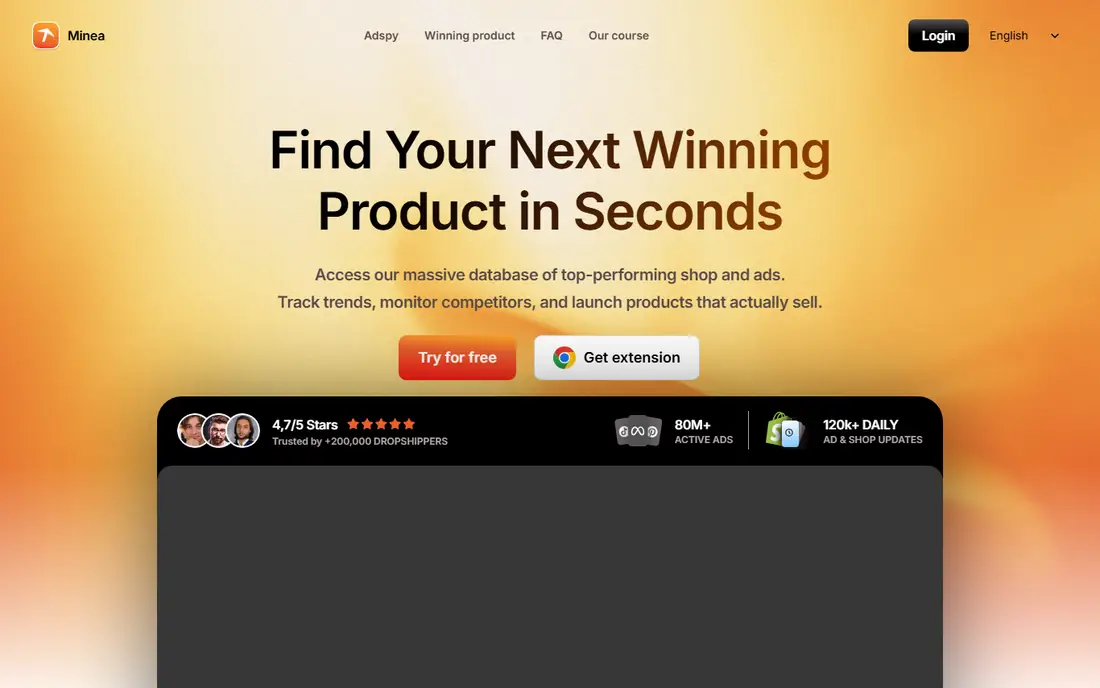 Minea homepage