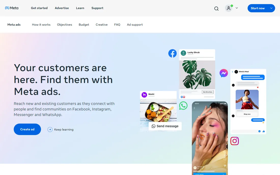 Meta Ads homepage