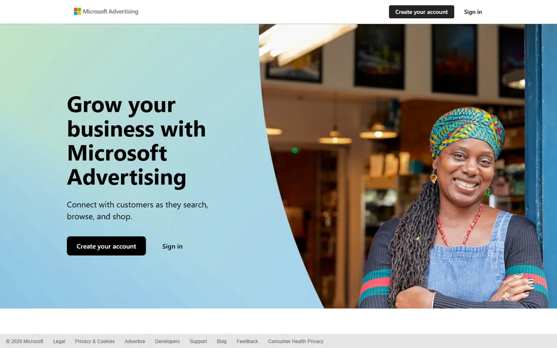 Microsoft Advertising homepage