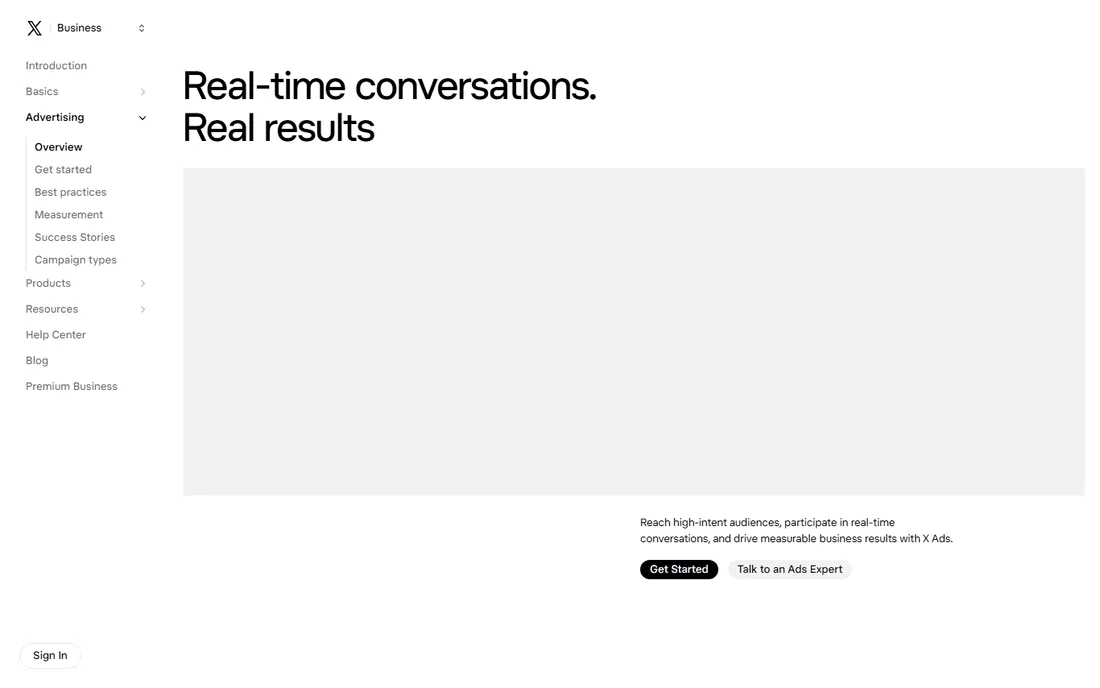 X Ads homepage