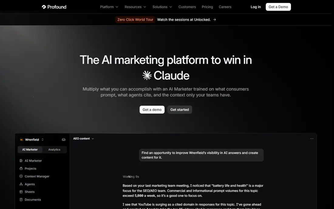 Profound homepage