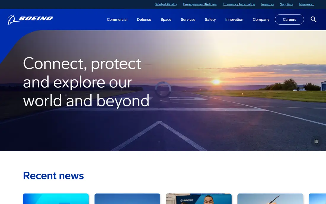 Boeing homepage