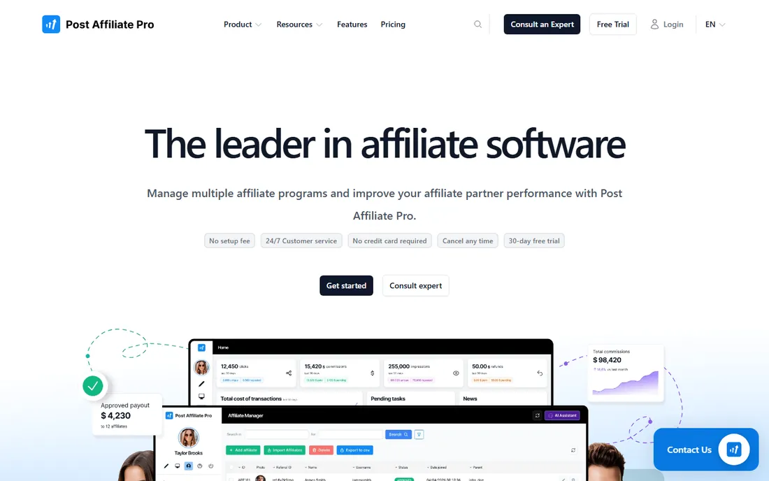 Post Affiliate Pro homepage