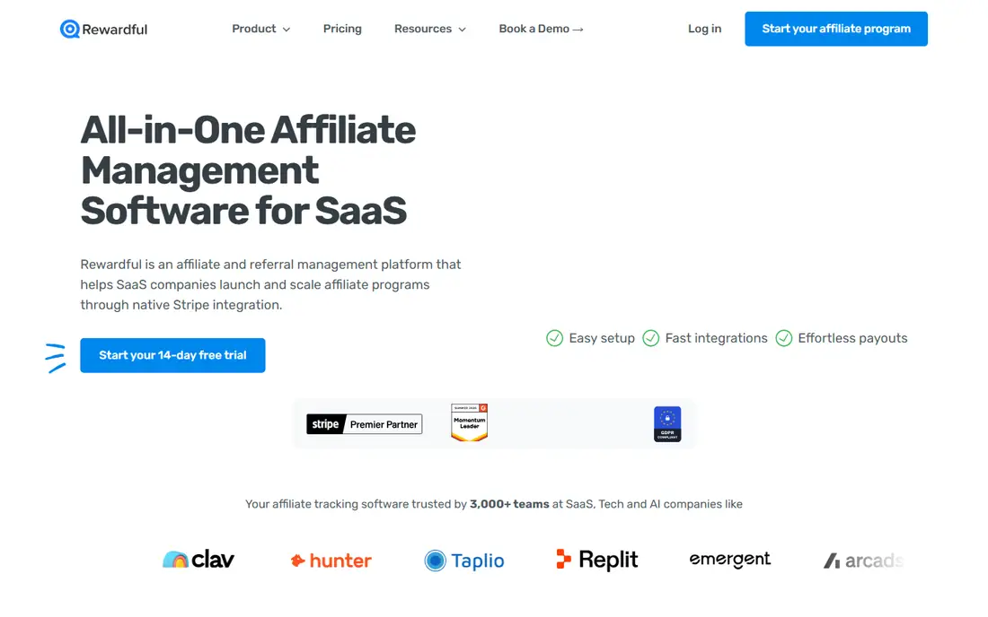 Rewardful homepage