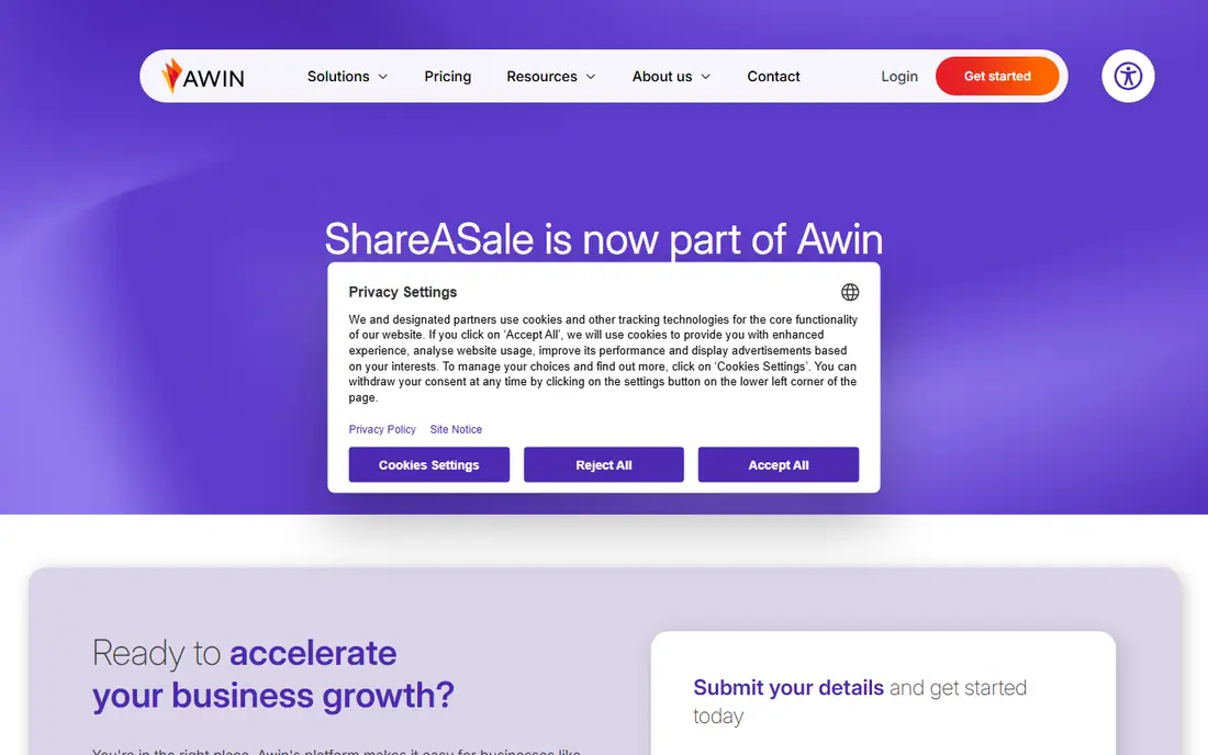ShareASale homepage