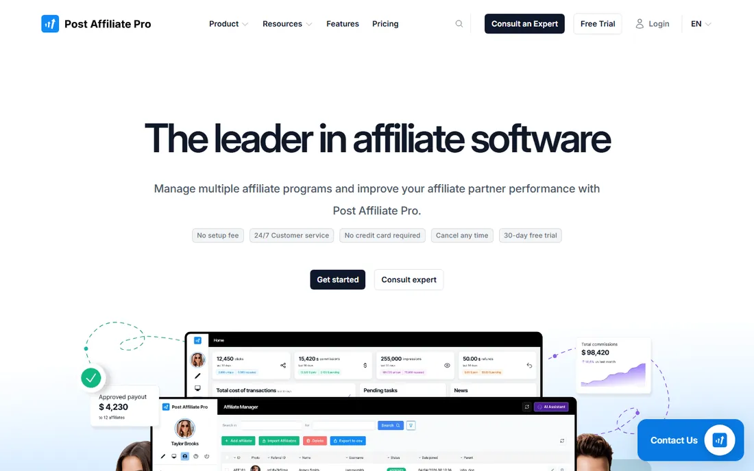 Post Affiliate Pro homepage