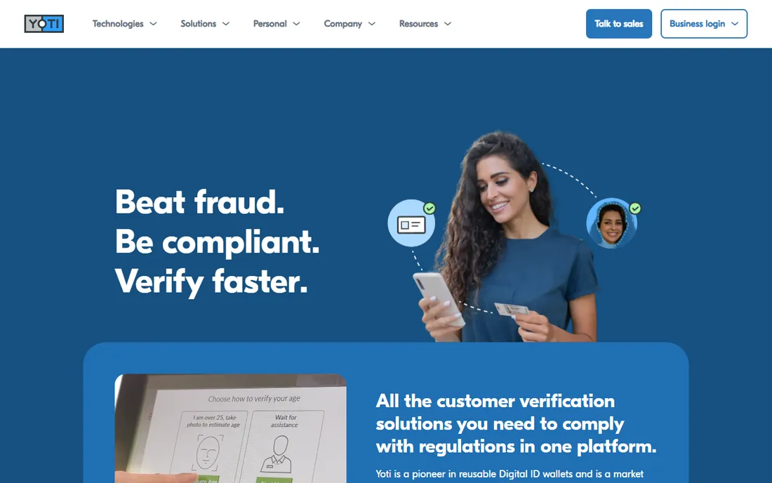 Yoti homepage